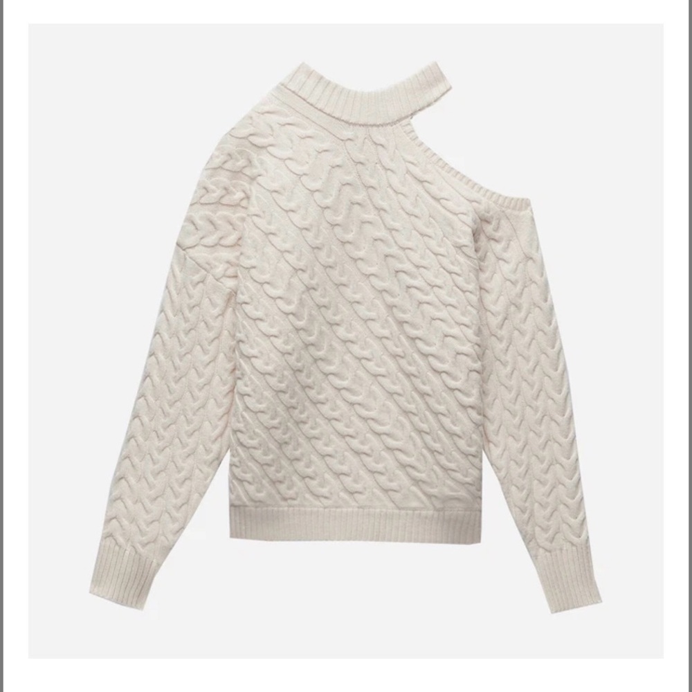 Zara Cream Off-the-Shoulder Sweater